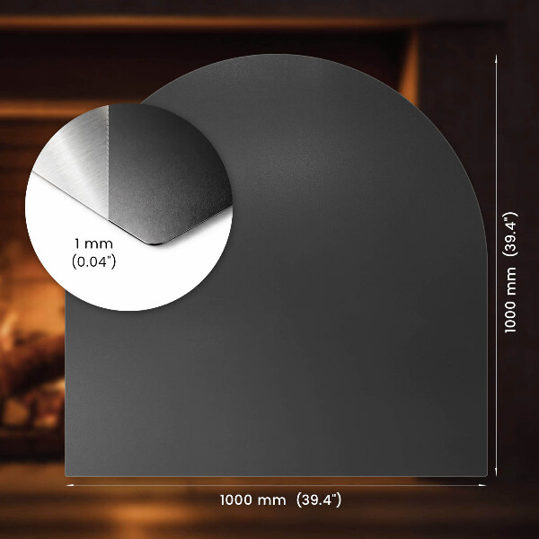 Plaque de protection de sol pour poêle à bois en acier noir 100x100 cm