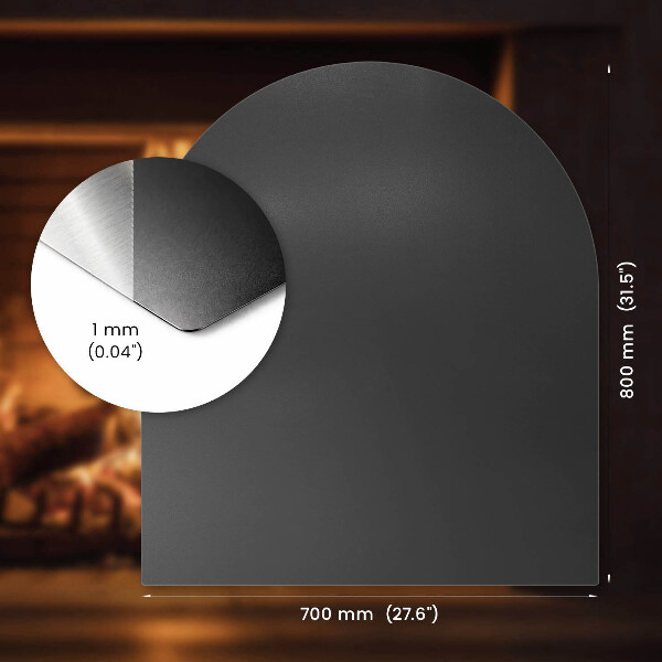 Plaque de protection en acier noir pour poêle 80x70 cm