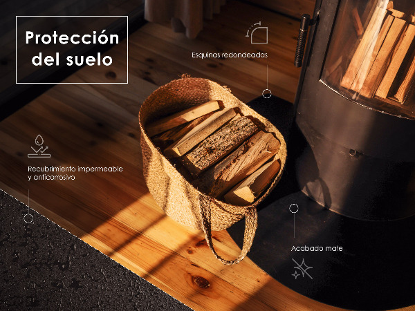 Plaque anti-feu pour poêle en acier noir 80x90 cm