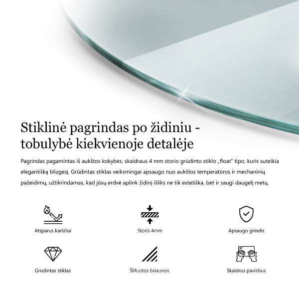 Plaque de verre pour cheminée fi100 cm