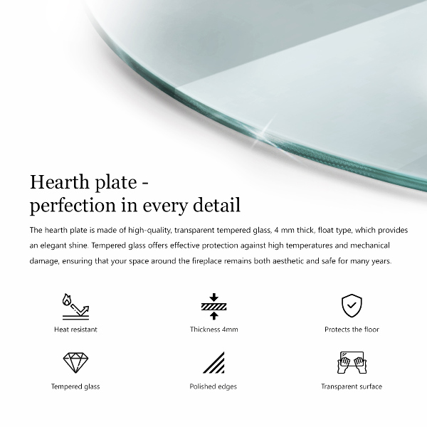 Plaque de verre pour cheminée fi50 cm
