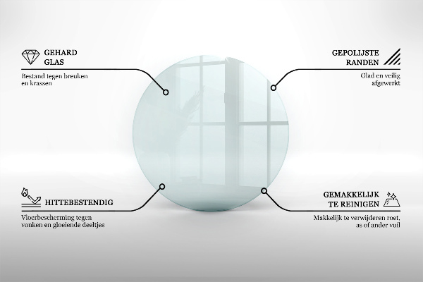 Plaque de verre pour cheminée fi60 cm