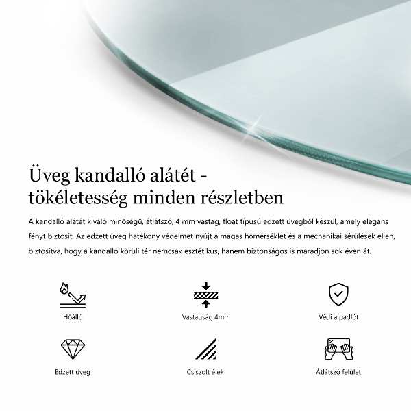 Plaque de verre pour cheminée fi70 cm