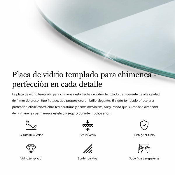 Plaque de verre pour cheminée fi80 cm