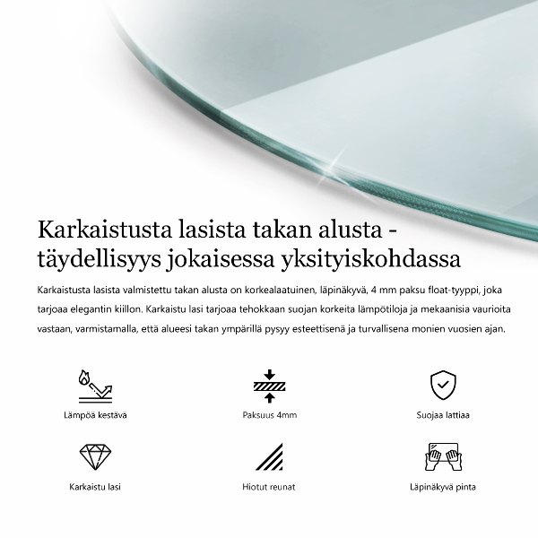 Plaque de verre pour cheminée fi80 cm