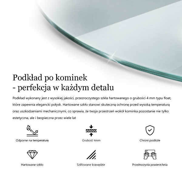 Plaque de verre pour cheminée fi80 cm