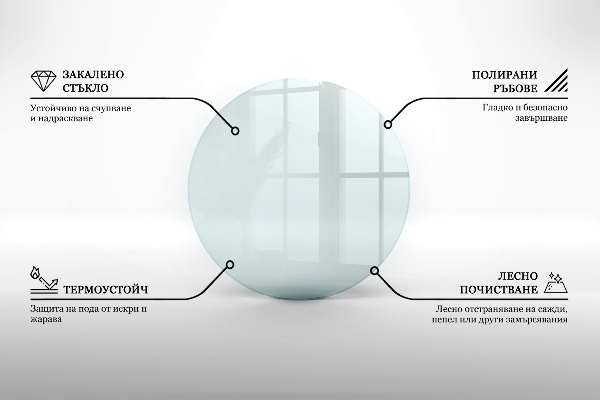 Plaque de verre pour cheminée fi90 cm