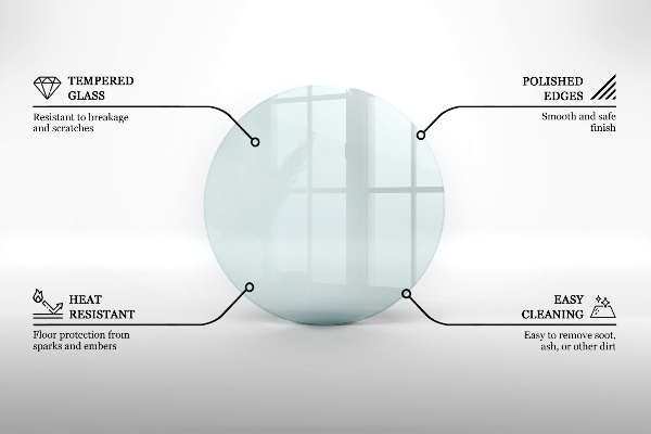 Plaque de verre pour cheminée fi90 cm