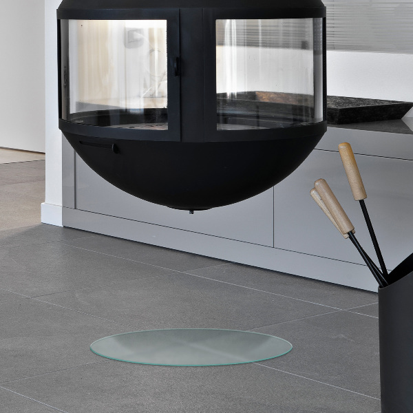 Plaque verre pour poêle ronde semi-transparente fi50 cm
