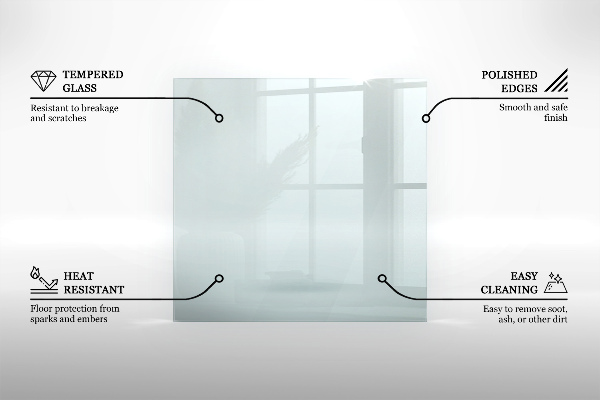 Plaque de sol en verre pour poêle 100x50 cm