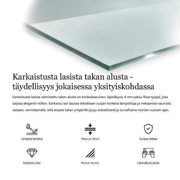 Plaque de sol en verre pour poêle 125x50 cm