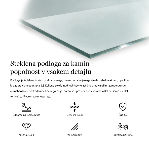 Plaque de sol en verre pour poêle 140x70 cm