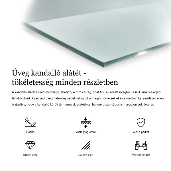 Plaque de sol en verre pour poêle 140x70 cm