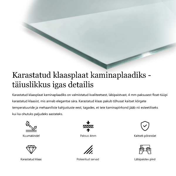 Plaque de sol en verre pour poêle 80x60 cm