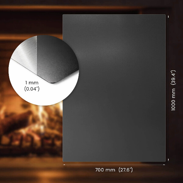 Plaque de sol pour poêle en acier noir 100x70 cm