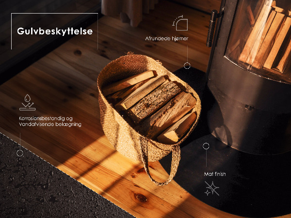 Plaque au sol pour poêle en acier noir 100x80 cm