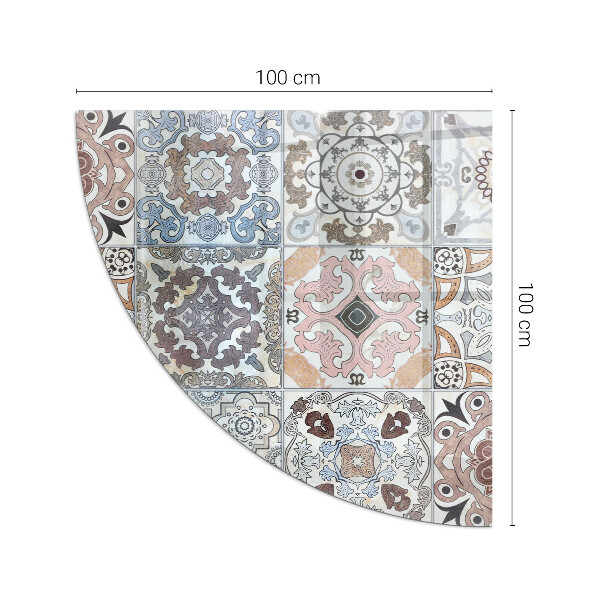 Quart-de-cercle plaque de sol en verre pour poêle Motifs de mosaïque en carreaux