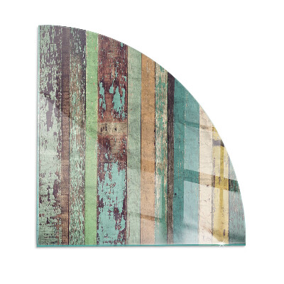 Quart-de-cercle plaque verre devant cheminée Planches de différentes teintes