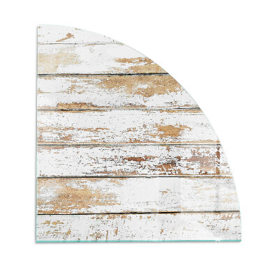 Quart-de-cercle plaque protection sol devant cheminée en verre Planche en bois endommagée