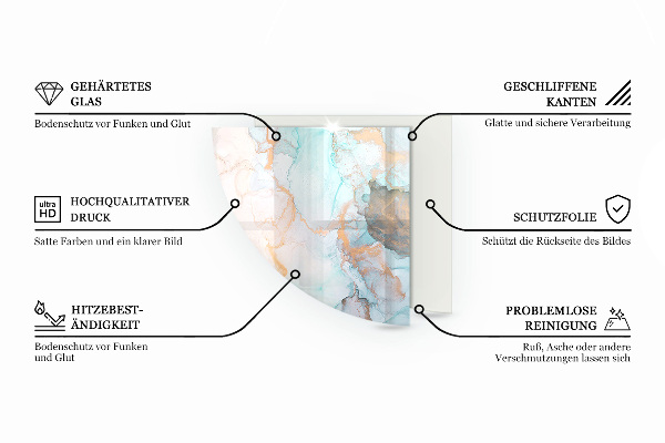 Quart-de-cercle plaque de sol en verre pour poêle planches en bois naturel
