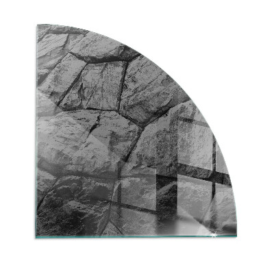 Quart-de-cercle plaque verre devant cheminée Motif de pierre naturelle