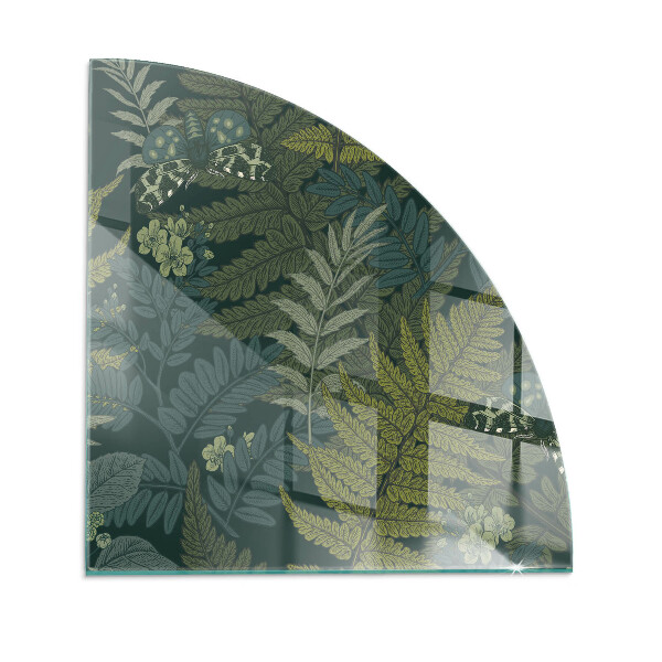 Quart-de-cercle plaque de sol en verre pour poêle Motifs végétaux avec des papillons