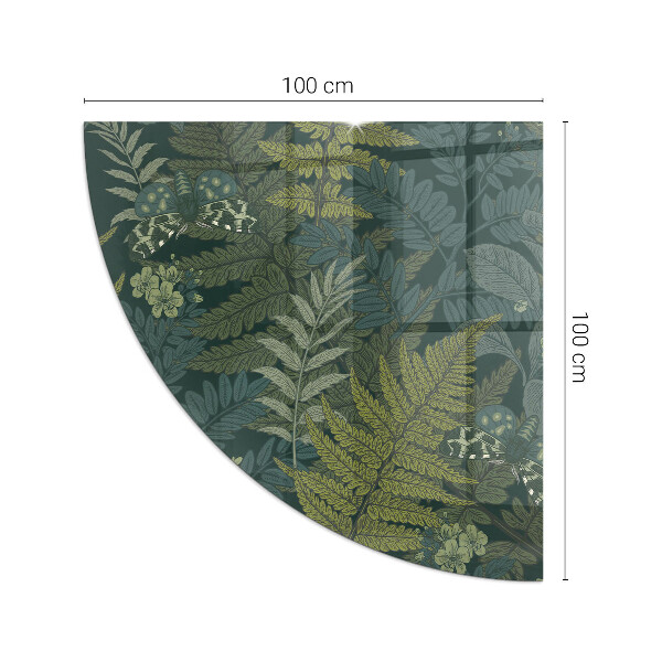 Quart-de-cercle plaque de sol en verre pour poêle Motifs végétaux avec des papillons