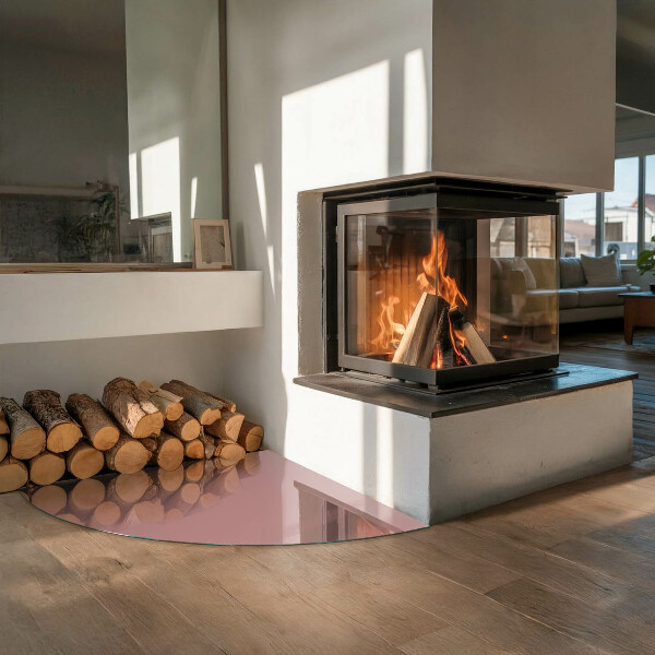 Quart-de-cercle plaque protection sol devant cheminée en verre Couleur rose