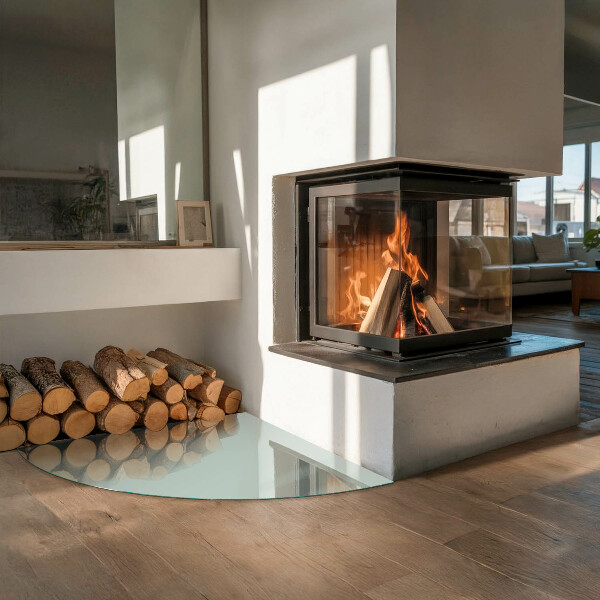 Quart-de-cercle plaque verre devant cheminée Couleur vert clair