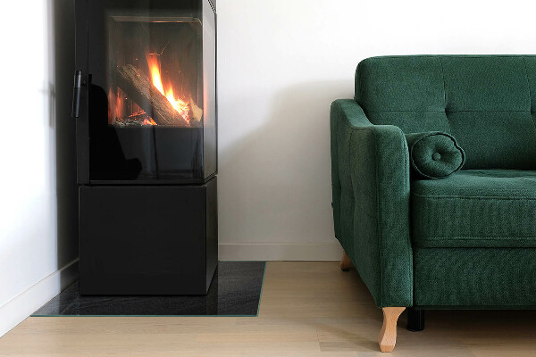 Carrée plaque verre pour poêle texture de pierre naturelle