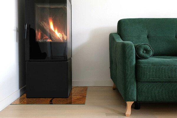 Carrée plaque de sol en verre pour poêle Grain du bois en coupe transversale