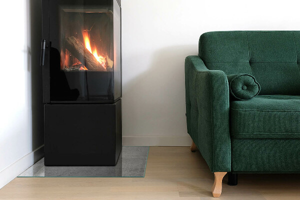 Carrée plaque verre pour poêle texture du béton brut