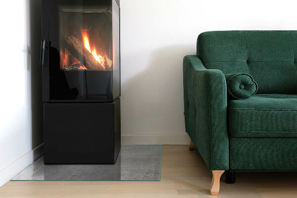 Carrée plaque verre pour poêle texture du béton brut