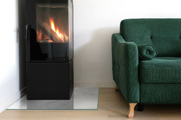 Carrée plaque de sol en verre pour poêle Motif marbré veiné