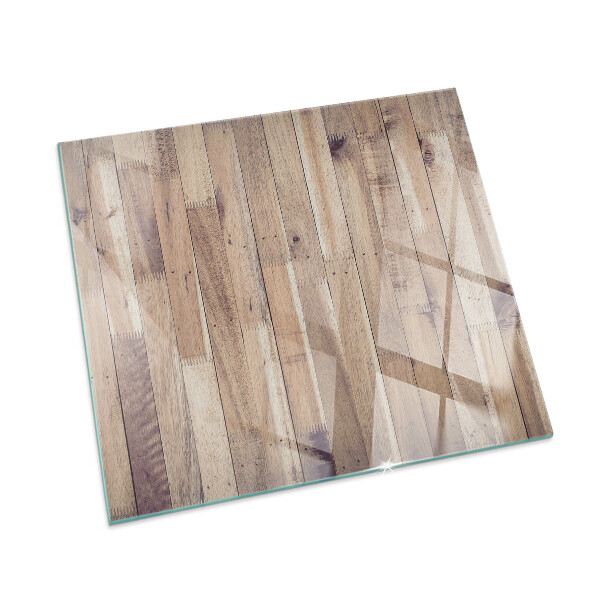 Carrée plaque verre pour poêle Planche en bois dans l'agencement