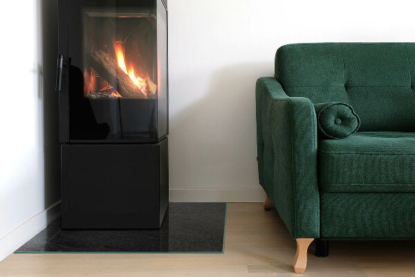 Carrée plaque verre pour poêle texture de surface de la pierre