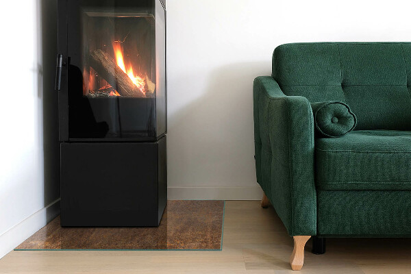 Carrée plaque protection sol devant cheminée en verre Texture de rouille en arrière-plan