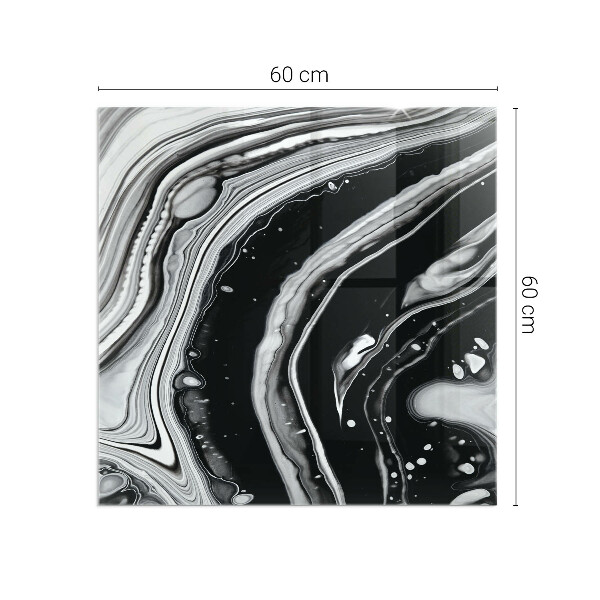 Carrée plaque protection sol devant cheminée en verre vagues et lignes abstraites