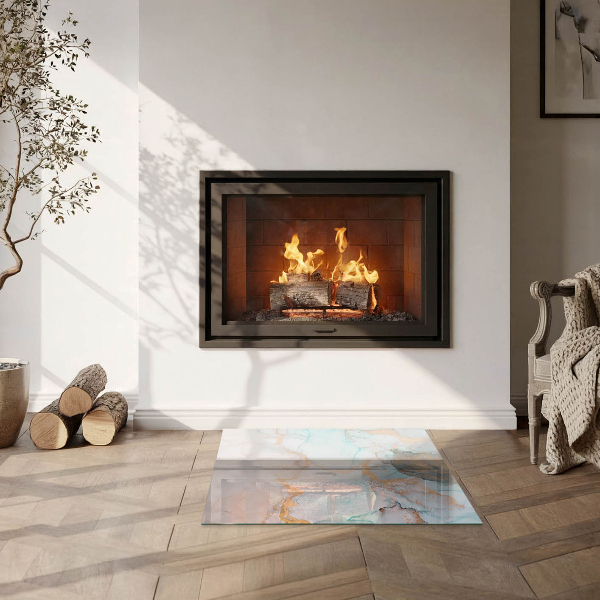 Carrée plaque protection sol devant cheminée en verre Motif fluide abstrait