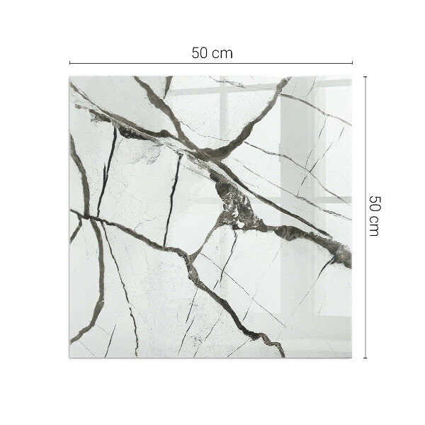 Carrée plaque verre pour poêle Motif de veines de marbre