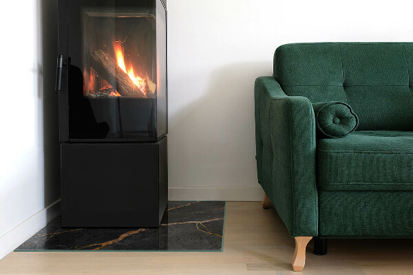 Carrée plaque protection sol devant cheminée en verre Marbre élégant veiné