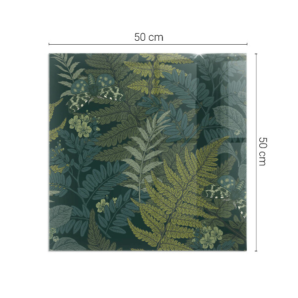 Carrée plaque verre pour poêle Motifs végétaux avec des papillons