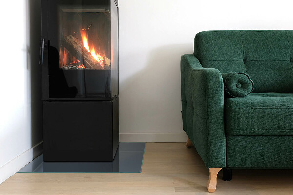 Carrée plaque verre pour poêle Couleur Bleu foncé