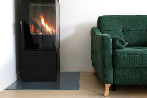 Carrée plaque verre pour poêle Couleur Bleu foncé