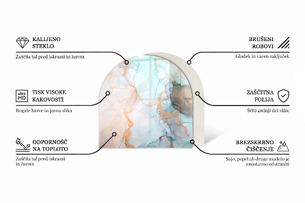 Demi-arrondi plaque protection sol devant cheminée en verre Géométrie tridimensionnelle