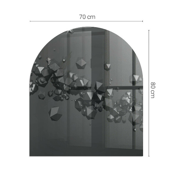 Demi-arrondi plaque verre devant cheminée nuage abstrait de solides
