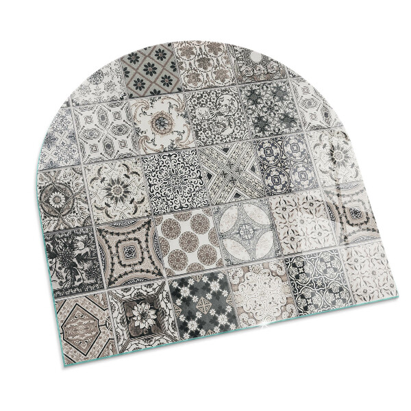 Demi-arrondi plaque protection sol devant cheminée en verre Motifs de carreaux décoratifs