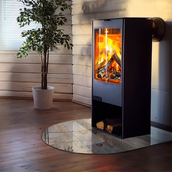 Demi-arrondi plaque protection sol devant cheminée en verre Planches de différentes teintes