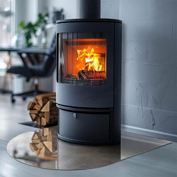 Demi-arrondi plaque de sol en verre pour poêle Motif de pierre naturelle