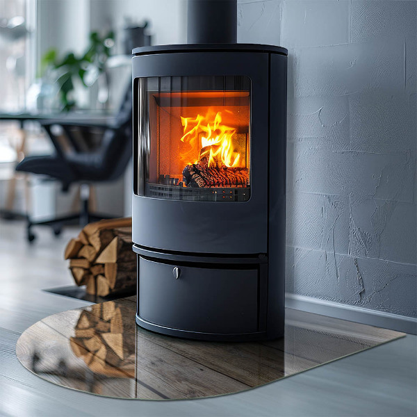 Demi-arrondi plaque protection sol devant cheminée en verre Texture des planches de bois